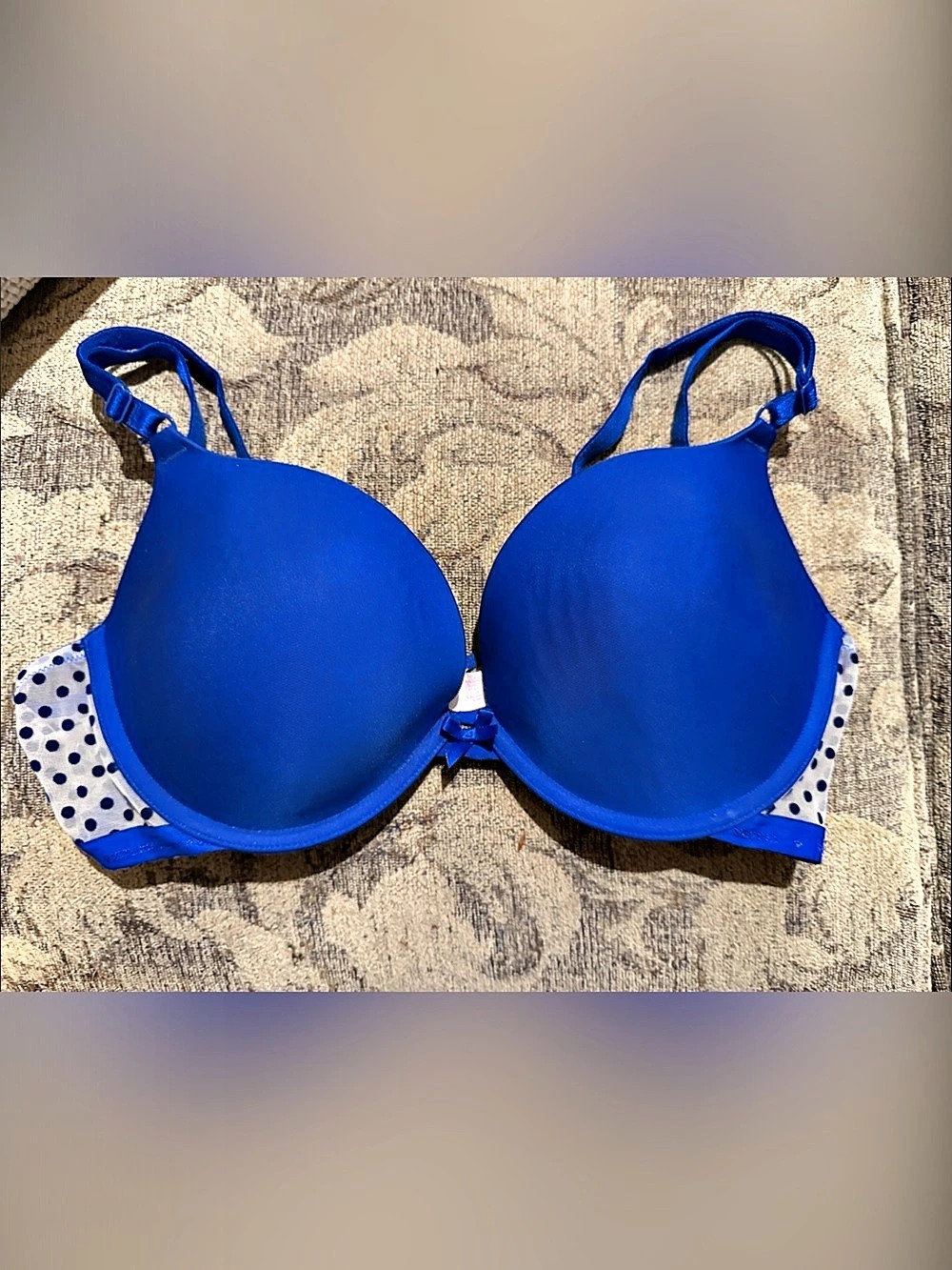 Victoria's Secret Polka Dot Bra in Blue & White 36C